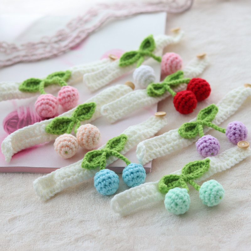 Heklani šal s ogrlicom od slatke trešnje, bijeli mače, pas, ogrlica, šal za kućne ljubimce, dodaci za mace, yorkija, čivavu