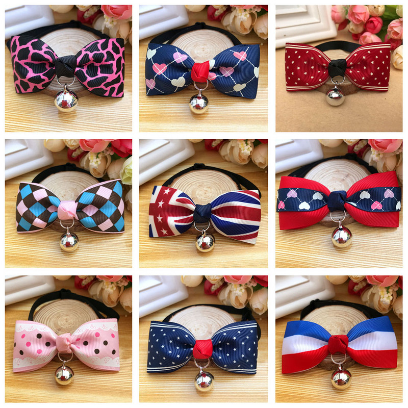 Dodaci za njegu mačaka za kućne ljubimce Ogrlica za mačke s leptir mašnom i zvonom sa slatkim printom, podesiva ogrlica s leptir mašnom za psa, mačku za kućne ljubimce