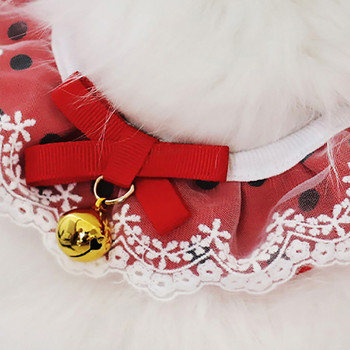 Φουλάρι μπαντάνες για σκύλους και γάτες χριστουγεννιάτικες σαλιάρες με δαντέλα αδιάβροχη πετσέτα σάλιου με κολάρο καμπάνας αξεσουάρ για κατοικίδια
