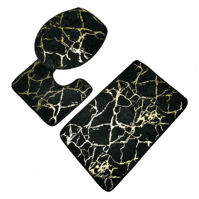 3kom Set mramornih prostirki za kupaonicu Kupaonski dodaci Flanelski tepih Ispis na prugaste prostirke Navlaka za WC školjku Podne prostirke za tuš kabinu