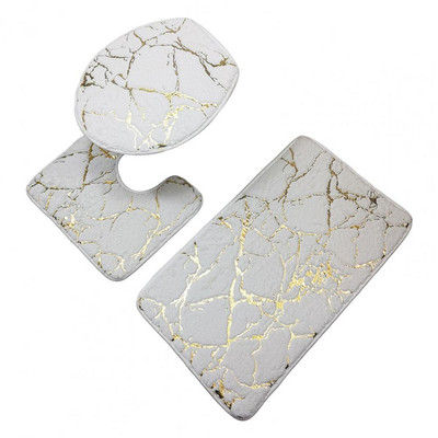 3kom Set mramornih prostirki za kupaonicu Kupaonski dodaci Flanelski tepih Ispis na prugaste prostirke Navlaka za WC školjku Podne prostirke za tuš kabinu