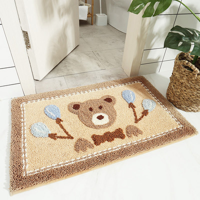 Cartoon Flocking prostirka za kupanje Neklizajući upijajući kupaonski otirač Žaba medvjed uzorak Mekana prostirka za kupanje Pahuljasti kuhinjski ulazni otirač