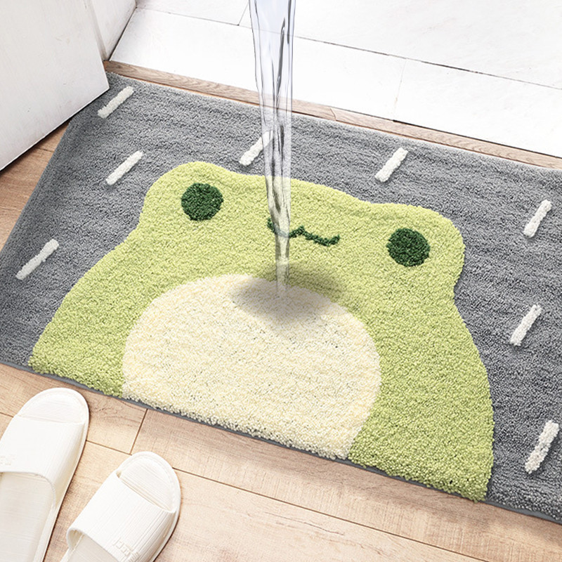 Cartoon Flocking prostirka za kupanje Neklizajući upijajući kupaonski otirač Žaba medvjed uzorak Mekana prostirka za kupanje Pahuljasti kuhinjski ulazni otirač