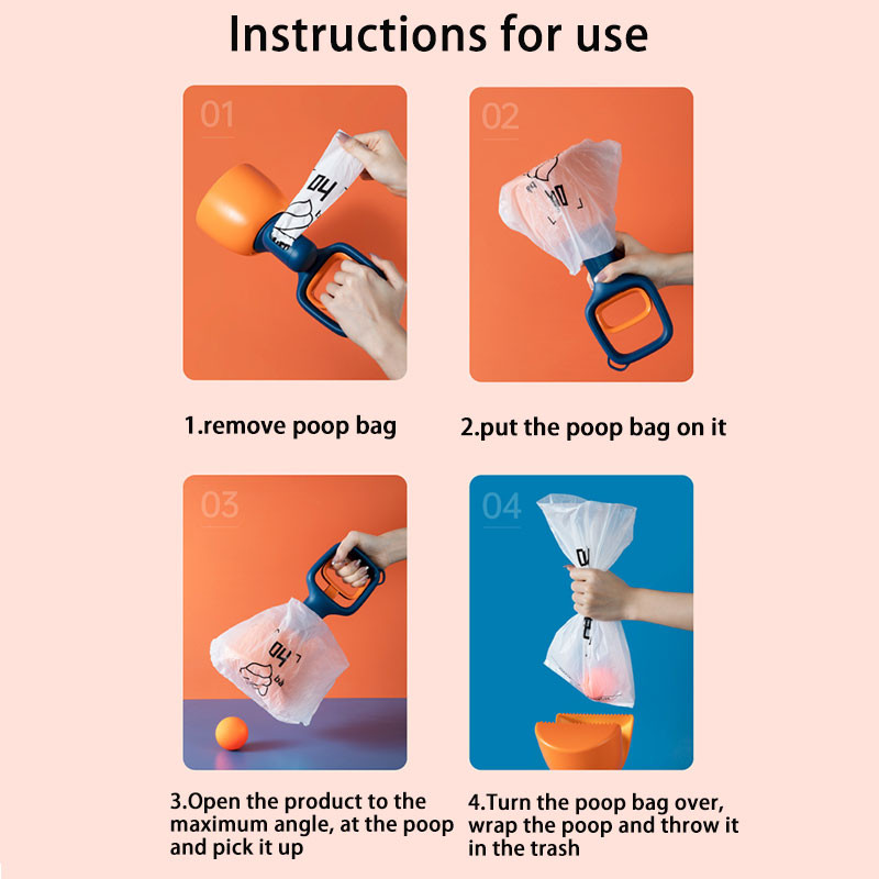 Skupljač psećeg WC-a Lopata s kratkom drškom za skupljanje fecesa Stezaljka Alat za čišćenje WC stolice Potrepštine za kućne ljubimce Razgradiva vreća za smeće