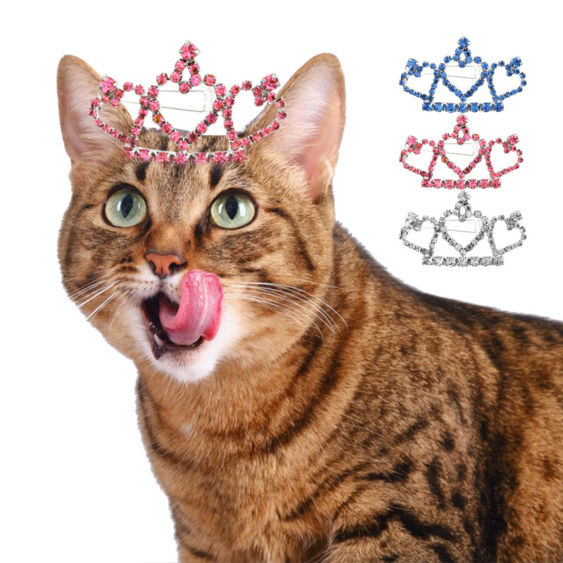 Kućni ljubimac, mačka, nakit, tijara, kruna, kopča za kosu, ogrlica za male pse, kristalni dijamant, djevojke, ukosnica, dodaci za kosu