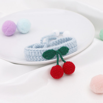 Trešnja ogrlica za mačke Kućni ljubimci Psi Pletena ogrlica s loptom Slatka podesiva kravata Ručna maca Šal Božićni dodaci za kućne ljubimce