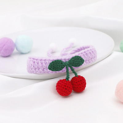 Trešnja ogrlica za mačke Kućni ljubimci Psi Pletena ogrlica s loptom Slatka podesiva kravata Ručna maca Šal Božićni dodaci za kućne ljubimce