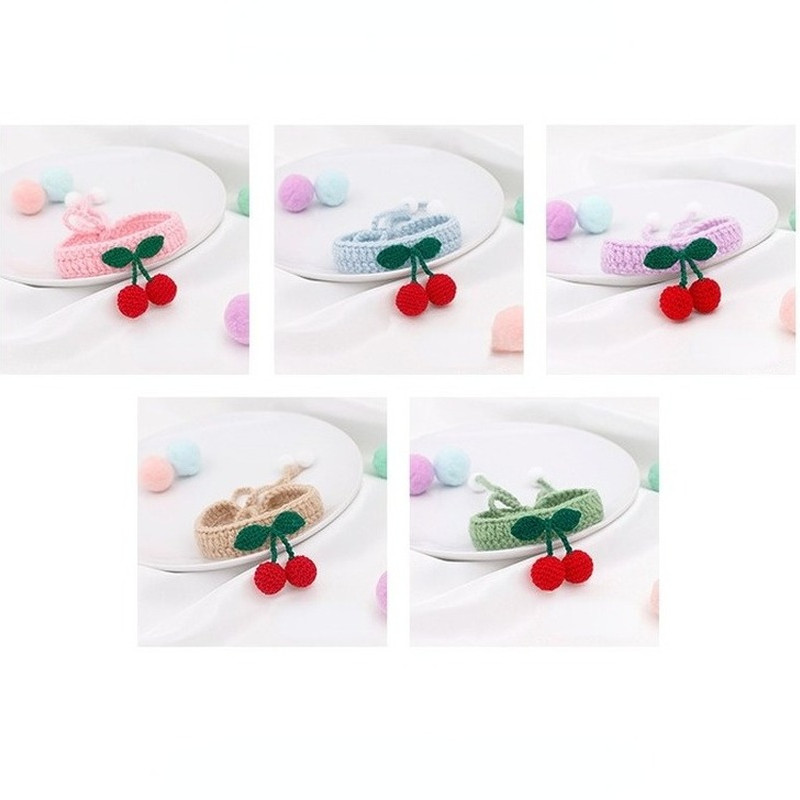 Trešnja ogrlica za mačke Kućni ljubimci Psi Pletena ogrlica s loptom Slatka podesiva kravata Ručna maca Šal Božićni dodaci za kućne ljubimce