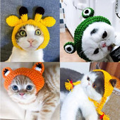 Mājdzīvnieka cepure Ar rokām austa jauki mājdzīvnieku rotaslietas kaķu suns multfilma ballīte mājdzīvnieku galvassega Suņu aksesuāri maziem suņiem Mājas kaķis
