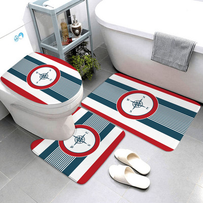 Nautical serija kupaonskih prostirača kompas kupaonska prostirka trodijelni set kupaonskih prostirača i otirača Kupaonski proizvodi mogu se prilagoditi