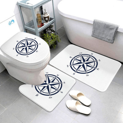 Nautical serija kupaonskih prostirača kompas kupaonska prostirka trodijelni set kupaonskih prostirača i otirača Kupaonski proizvodi mogu se prilagoditi