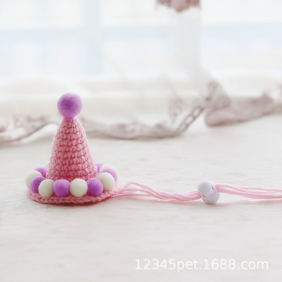 Vuneni heklani mačji ukrasni šešir Smiješni dodaci za pse Kreativni šešir za psa Slatki kostim za kućnog ljubimca Pokrivalo za glavu za male i srednje pse