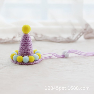 Vuneni heklani mačji ukrasni šešir Smiješni dodaci za pse Kreativni šešir za psa Slatki kostim za kućnog ljubimca Pokrivalo za glavu za male i srednje pse