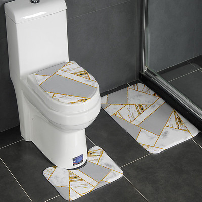 Debele flanelske kupaonske prostirke za kupaonicu WC prostirke Podni tepisi u obliku slova U u kupaonici WC jastučić za noge Protuklizna periva navlaka za poklopac