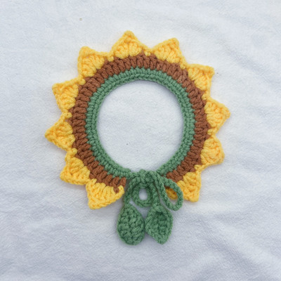 Ovratnik za mačke Šal u obliku suncokreta Slatka ručno heklana ogrlica Ogrlica za male pse Ogrlica za mačke Ogrlica za kućne ljubimce Pribor za kućne ljubimce