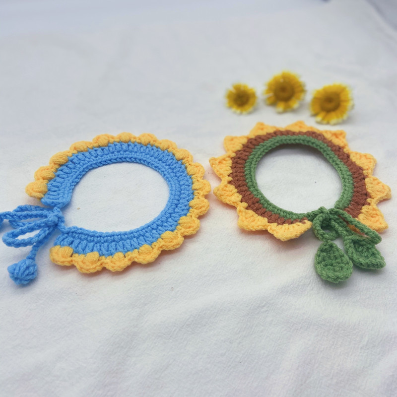 Ovratnik za mačke Šal u obliku suncokreta Slatka ručno heklana ogrlica Ogrlica za male pse Ogrlica za mačke Ogrlica za kućne ljubimce Pribor za kućne ljubimce