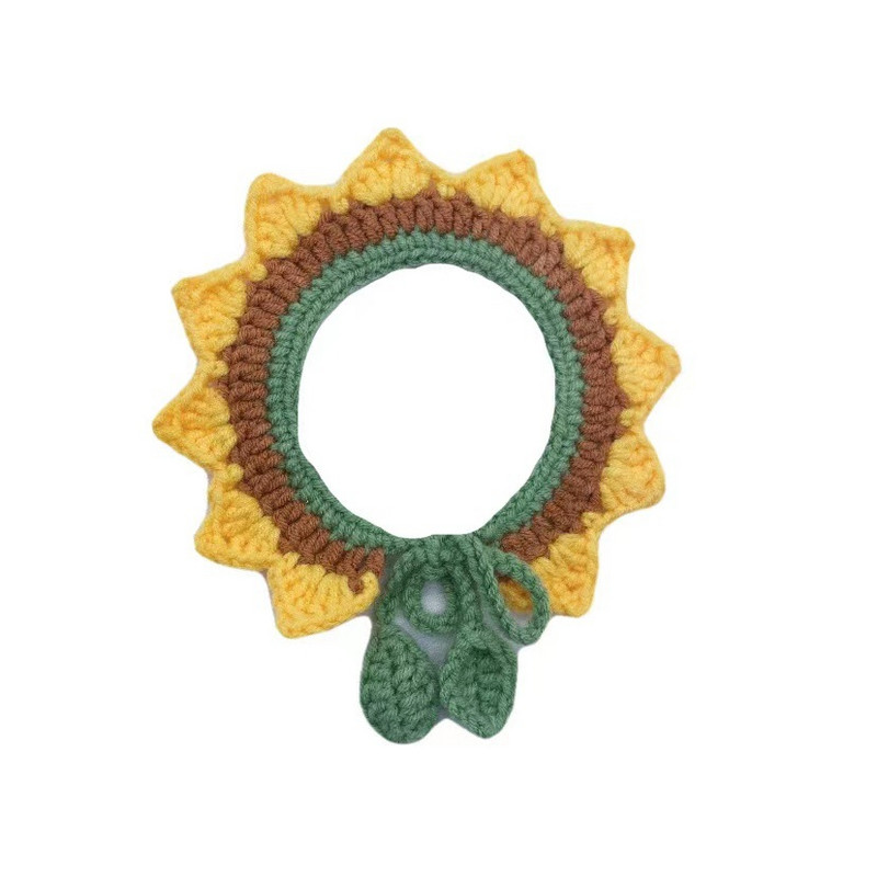 Ovratnik za mačke Šal u obliku suncokreta Slatka ručno heklana ogrlica Ogrlica za male pse Ogrlica za mačke Ogrlica za kućne ljubimce Pribor za kućne ljubimce