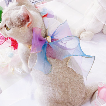 Органза перла котка коте панделка цветно чаровно коте котешка яка куче панделка колие декор глава домашен любимец лъкове котка йорки бенгалски парцал