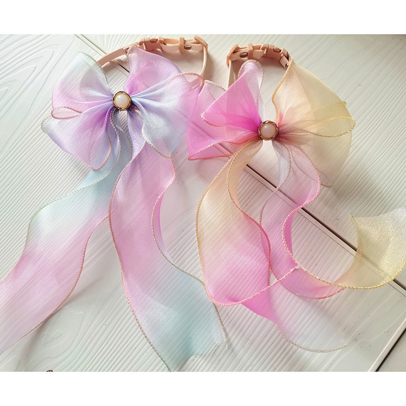 Organza Pearl Mačka Vrpca za mačiće Šareni ljupki mačići Mačka Ogrlica Ogrlica s mašnom za pse Ukras za glavu Mašne za ljubimce Mačka Yorkie Bengal Rag