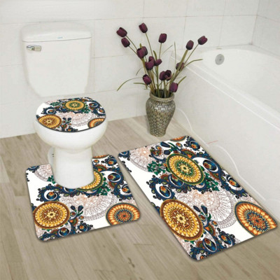 Bohemia Pink Flower 3pcs Set prostirki za kupaonicu Protuklizni tepih Otirač Kupaonska navlaka Otirač za WC školjku Kupaonska prostirka Pribor za WC