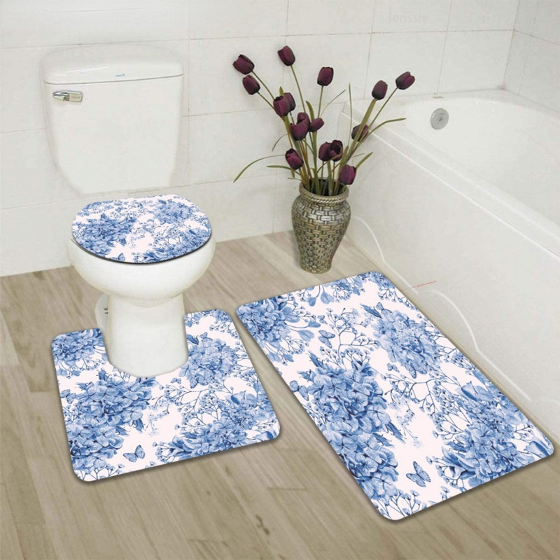 Bohemia Pink Flower 3pcs Set prostirki za kupaonicu Protuklizni tepih Otirač Kupaonska navlaka Otirač za WC školjku Kupaonska prostirka Pribor za WC