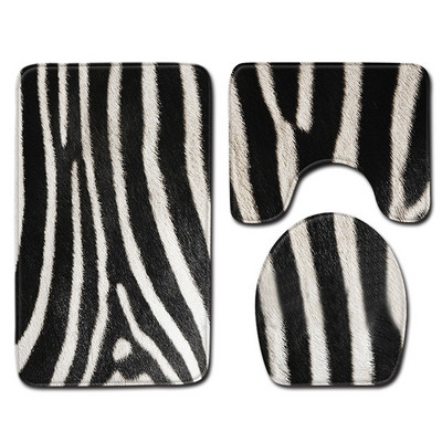 Leopard print, životinjski tigar print, trodijelni neklizajući Zebra WC pokrivač, kupaonski tepih, podna prostirka, kupaonski ukras