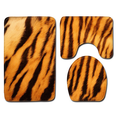 Leopard print, životinjski tigar print, trodijelni neklizajući Zebra WC pokrivač, kupaonski tepih, podna prostirka, kupaonski ukras