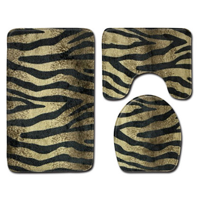 Leopard print, životinjski tigar print, trodijelni neklizajući Zebra WC pokrivač, kupaonski tepih, podna prostirka, kupaonski ukras