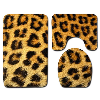 Leopard print, životinjski tigar print, trodijelni neklizajući Zebra WC pokrivač, kupaonski tepih, podna prostirka, kupaonski ukras