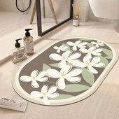 Ziedu vannas paklājiņš jauks pastorāls stila vannas istabas dušas absorbējošs ātri žūstošs kāju paklājiņš viesistabas ieejas paklājiņš