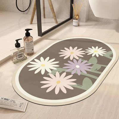 Ziedu vannas paklājiņš jauks pastorāls stila vannas istabas dušas absorbējošs ātri žūstošs kāju paklājiņš viesistabas ieejas paklājiņš