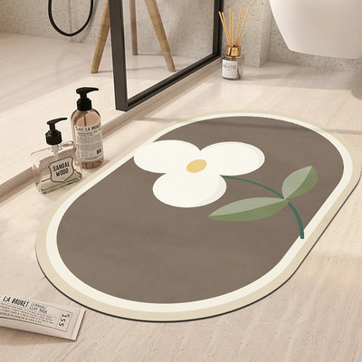Ziedu vannas paklājiņš jauks pastorāls stila vannas istabas dušas absorbējošs ātri žūstošs kāju paklājiņš viesistabas ieejas paklājiņš
