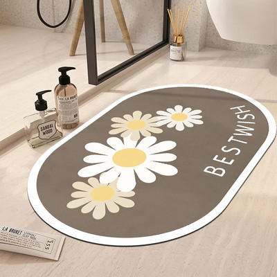Ziedu vannas paklājiņš jauks pastorāls stila vannas istabas dušas absorbējošs ātri žūstošs kāju paklājiņš viesistabas ieejas paklājiņš