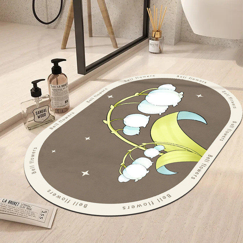 Ziedu vannas paklājiņš jauks pastorāls stila vannas istabas dušas absorbējošs ātri žūstošs kāju paklājiņš viesistabas ieejas paklājiņš