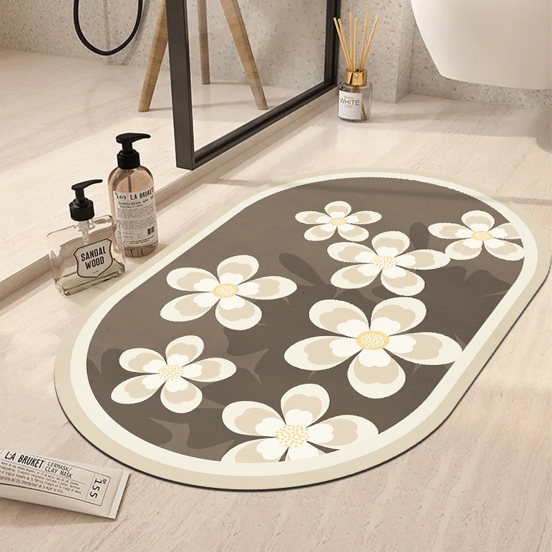 Ziedu vannas paklājiņš jauks pastorāls stila vannas istabas dušas absorbējošs ātri žūstošs kāju paklājiņš viesistabas ieejas paklājiņš