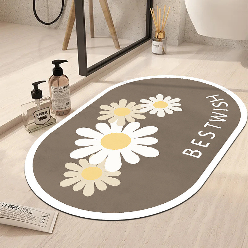 Ziedu vannas paklājiņš jauks pastorāls stila vannas istabas dušas absorbējošs ātri žūstošs kāju paklājiņš viesistabas ieejas paklājiņš