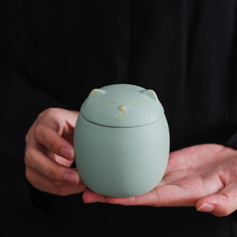 Urna mājdzīvnieku pelniem - kaķa formas piemiņas kremācijas urnas - ar rokām darinātas melnas dekoratīvas urnas bērēm, kaķu urna, suņu urna