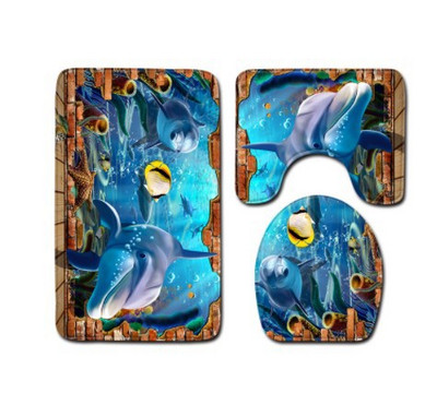 Sea Beach 3D set prostirki za kupanje Kupaonski tepisi 2022. Otirač Tepih Ekološki tepisi za uređenje doma Deka za spavaću sobu Navlaka za WC školjku