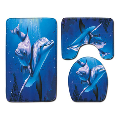 Sea Beach 3D set prostirki za kupanje Kupaonski tepisi 2022. Otirač Tepih Ekološki tepisi za uređenje doma Deka za spavaću sobu Navlaka za WC školjku