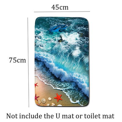 Sea Beach 3D set prostirki za kupanje Kupaonski tepisi 2022. Otirač Tepih Ekološki tepisi za uređenje doma Deka za spavaću sobu Navlaka za WC školjku