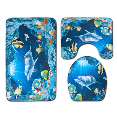 Sea Beach 3D set prostirki za kupanje Kupaonski tepisi 2022. Otirač Tepih Ekološki tepisi za uređenje doma Deka za spavaću sobu Navlaka za WC školjku