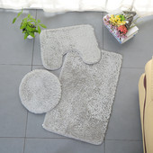 Set de covoare anti-alunecare pentru baie de 3 piese Covor de toaletă Flanel Set de covoare de duș anti-alunecare Capac de toaletă de uz casnic Covor de duș Covor de podea