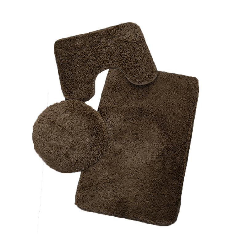 3-dijelni komplet protukliznih prostirki za kupaonicu WC tepih Flanel Neklizajući set tepiha za tuš Poklopac za WC školjku za tuširanje Tepih Podna prostirka