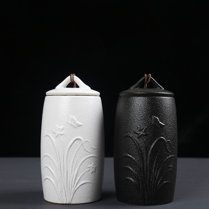 Crno-bijela posuda za pogrebni pepeo Urna za kremiranje ljudi Držač pepela za kućne ljubimce Keramičke urne za pepeo za uspomene Posuda za pohranjivanje kovčega
