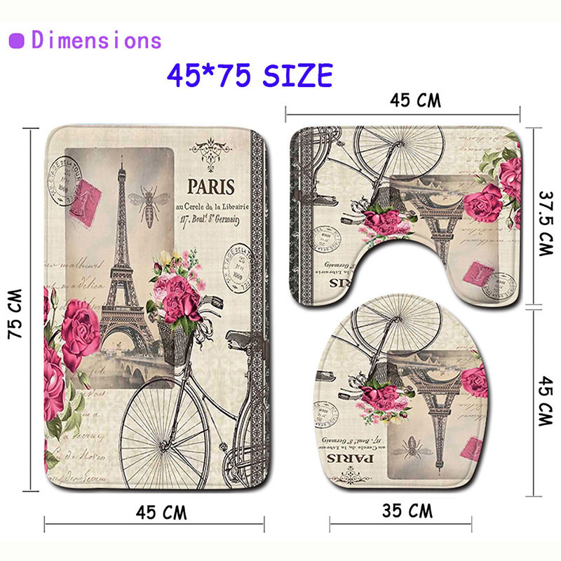 The London Tower 3 kom/lot Kupaonski tepisi i set prostirki Protuklizna prostirka za kupaonicu 3D Toillete tepih Ekološki kuhinjski pokrivač Otirači