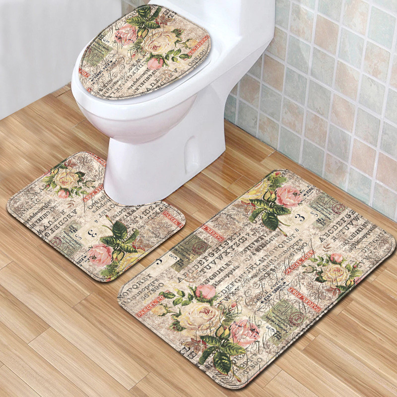 The London Tower 3 kom/lot Kupaonski tepisi i set prostirki Protuklizna prostirka za kupaonicu 3D Toillete tepih Ekološki kuhinjski pokrivač Otirači