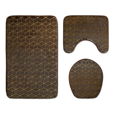 3 vannas istabas paklājiņu komplekts, mīksts, neslīdošs, 2 gab., bruģakmens paklājiņš vannas istabas paklājs, absorbējošs dušas paklājs, tualetes vāks, pārsegs, grīda