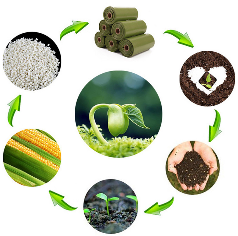 24/8 rullīšu kukurūzas ciete PLA bioloģiski noārdāms mājdzīvnieku atkritumu maiss, kompostējams vestes stils kaķis suns kakas atkritumu maisi āra mājdzīvnieku nēsātāju rīks