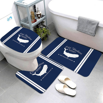 tumši zilas jūras sērijas vannas istabas paklāji un paklājiņi vannas istabas paklāji trīsdaļīgs vannasistabas izstrādājumu komplekts vannas istabas paklājus var pielāgot