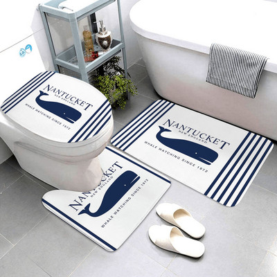 tumši zilas jūras sērijas vannas istabas paklāji un paklājiņi vannas istabas paklāji trīsdaļīgs vannasistabas izstrādājumu komplekts vannas istabas paklājus var pielāgot